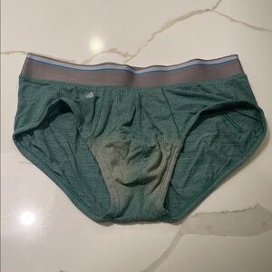 Mack Weldon Performance Green Briefs with Gray Waistband Small